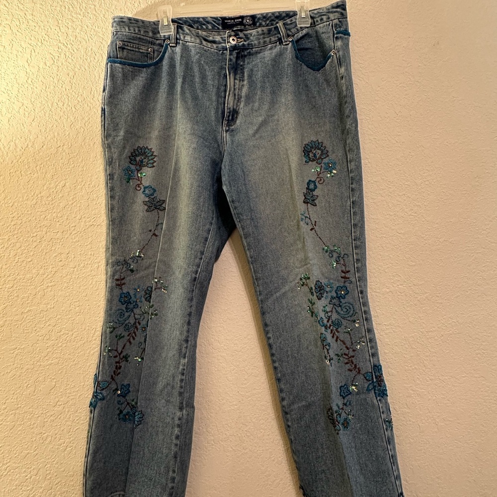 Lane Bryant Embellished Beading Straight Leg Jeans